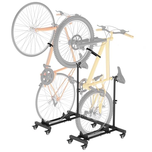 Sttoraboks Vertical Bike Stands (2 Pack)，Standing Bike Rack for Garage Floor，Upright Bicycle Floor Stand Indoor Bike Holder with Adjustable Height for Garage & Apartment - for Wheels Sizes up to 29” - size: 2 Packs