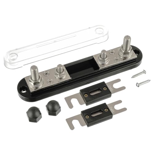 BOJACK ANL Fuse Holder with 350 Amp ANL Fuse, ANL Fuse Block with 2 Pieces 350A ANL Fuse, M10 Stud Terminals Maximum Current 750A, for Trucks, Cars, Ships, etc. - size: 350A