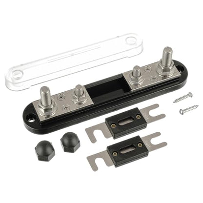 BOJACK ANL Fuse Holder with 350 Amp ANL Fuse, ANL Fuse Block with 2 Pieces 350A ANL Fuse, M10 Stud Terminals Maximum Current 750A, for Trucks, Cars, Ships, etc. - size: 350A