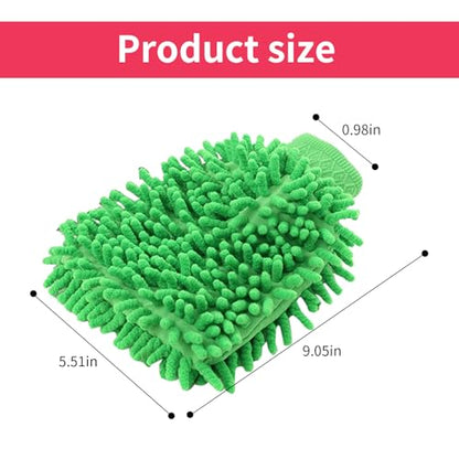 1 Pack 2 Green Car Wash Mitt Microfiber, Deluxe Scratch Free Microfiber Wash Mitt ,9 Inches X 5.5 Inches Car Washing Care Cleaning Kit. - color: Green