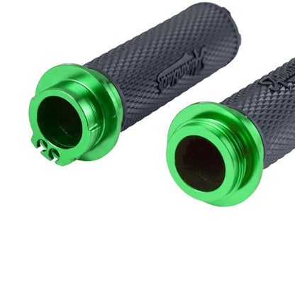 Advanblack AXION Performance Grips, Cable Throttle Hand Grips Compatible with Harley Touring Road Glide Street Glide, Softail - color: Green