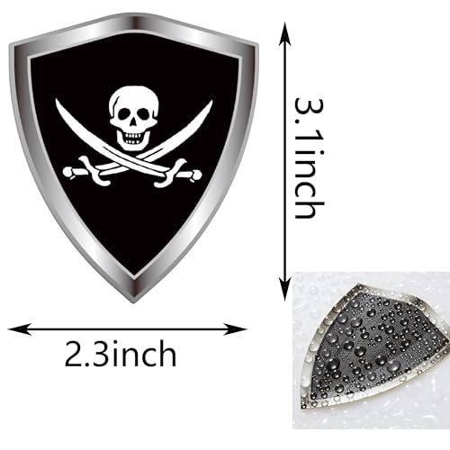 Pirate Jack Rackham Flag Decal Sticker - Pirate Skull Flags Shield Shape Reflective Vinyl Car Stickers - for Car Window Bumper Laptop Waterproof Sticker (5Pcs) - color: Pirate Jack
