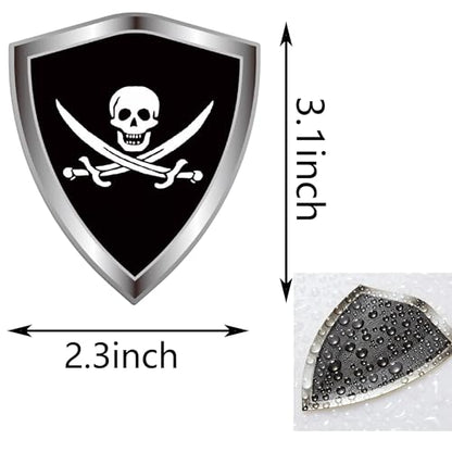 Pirate Jack Rackham Flag Decal Sticker - Pirate Skull Flags Shield Shape Reflective Vinyl Car Stickers - for Car Window Bumper Laptop Waterproof Sticker (5Pcs) - color: Pirate Jack