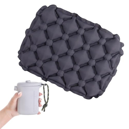 TRIWONDER Ultralight Inflatable Seat Cushion Seat Pad with Air Pump, Easy to Inflate & Deflate Compact Air Pad with Storage Bag for Camping Fishing Office Airplane Stadium Car (Dark Grey with Pump) - color: Dark Grey With Pump