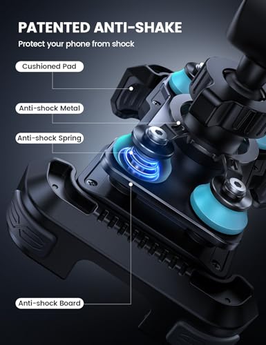 Lamicall Motorcycle Phone Mount Holder - [Dual Vibration Dampener] [Upgrade Handlebar Clip] Motorcycle Cell Phone Holder, Bike Phone Mount, Fit iPhone 16/15/14/13 Pro Max, 4.7-6.7" Phones, Blue - color: Blue