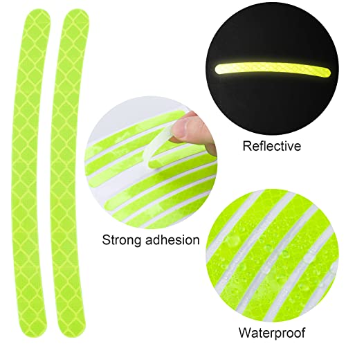OIIKI 80PCS Reflective Car Wheel Rim Stickers, Wheel Adhesive Strips Stickers, Fluorescent Reflective Exterior Accessories Decorative Decals Tape for Car, Motocycle, Bicycle-Green, White, Blue, Red