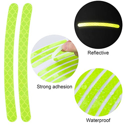 OIIKI 80PCS Reflective Car Wheel Rim Stickers, Wheel Adhesive Strips Stickers, Fluorescent Reflective Exterior Accessories Decorative Decals Tape for Car, Motocycle, Bicycle-Green, White, Blue, Red