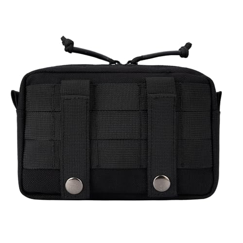 Tactical Belt Pouch EDC Waist Bag MOLLE Admin Pocket Modular Medical Kit Organizer Phone Holster Vest Pack Nylon Utility Zipper Wallet Small Gear Tool Carrier for Men Women Camping Hiking - color: Black