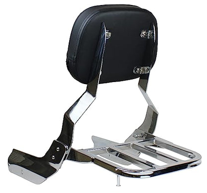 YHMOTO Passenger Sissybar Backrest with Luggage Rack Fits for Honda VTX 1300 1800 N/R/S Models 2002-2008 (Style B-Chrome) - size: Style B-Chrome