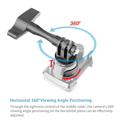 Forevercam 360°Rotate Aluminum Helmet Mount for Gopro Hero 13 12 11 10 9 8 DJI Osmo Insta360 AKASO and Other Action Camera Quick Release Buckle Clip Basic Base Mount - color: BLACK