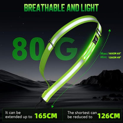 LED Reflective Sash Safety Gear, Running Lights for Runners at Night, High Visibility USB Rechargeable Light for Jogging Running Cycling Walking Motorcycle. - color: Green