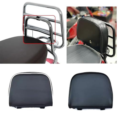 Motorcycle Passenger Backrest Pad Compatible with Vespa GTS300 GTV Primavera Sprint 150 Rear Shelf Backrest Bag Luggage Rack Backrest Pad Backrest Pad Rear Backrest Cushion (Black) - color: Black