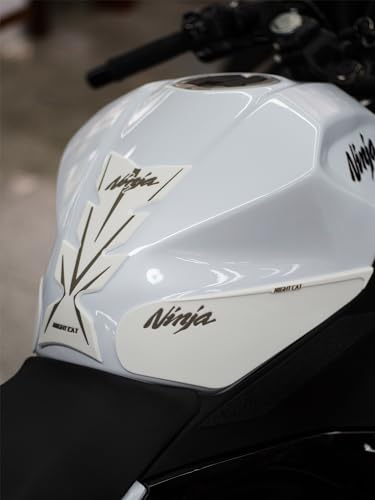 NIGHT CAT Compatible Ninja 400 Ninja 500 Motorcycle Fuel Tank Pad Kit Side Fuel Knee Guard Sticker Fuel Tank Protector（Fishbone Sticker-White） - color: Fishbone Sticker-White