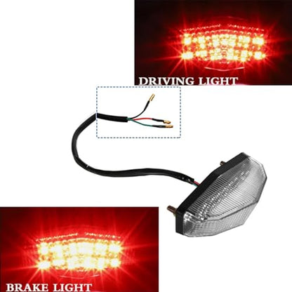 12V Universal 12 LED Motorcycle Rear Tail Light Brake Stop Running TAIL LIGHT Compatible With ATV Dirt Bike Dual Sport (Clear) - color: Clear