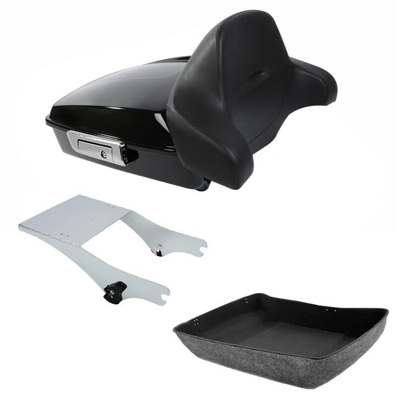 TCMT Chopped Motorcycle Trunk Box Backrest Detachable Mounting Rack Fit For Harley Touring 1997-2008 Road King Road Street Electra Glide Pack - color: Set C1 Chrome Latches#Chrome Rack