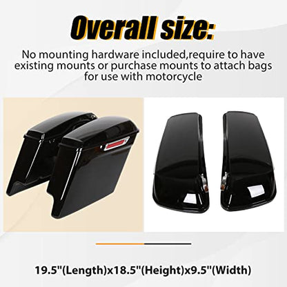 ECOTRIC 5'' Extended Stretched Saddle bag W/Latch Compatible with 2014-2024 Harley Touring FLT FLHT FLHTCU FLHRC Road King Road Glide Street Glide Electra Glide Ultra-Classic
