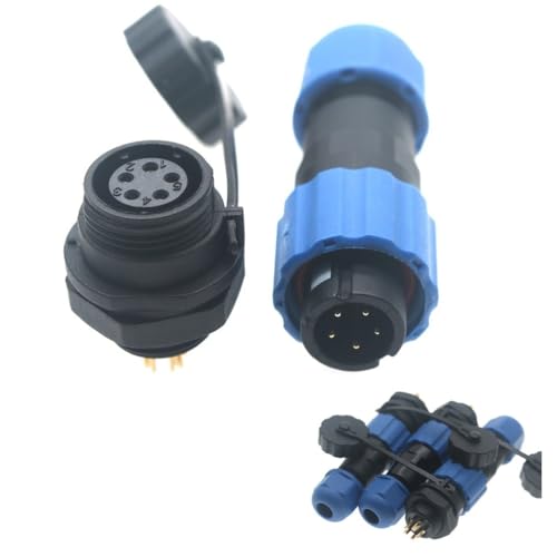 SD13 IP68 1-7 PIN Waterproof Power Connector, High Voltage Circular Industrial Electrical Cable Wire Connector Plug, Rear Nut Panel Socket (3, Rear nut Male Plug, 5pin) - color: Rear nut male plug, size: 5pin