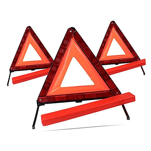 OUNONA 2pcs Safety Triangle Warning Signs Emergency Roadside Kit Vehicle Decals for Car SUV Truck - size: 43.5X37cm