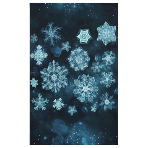 Winter Snowflake Kitchen Towels Set of 2 Floral Blue Dish Towels Bar Absorbent Cleaning Tea Towel for Home Dining Restaurants - color: Winter Snowflake Floral Blue
