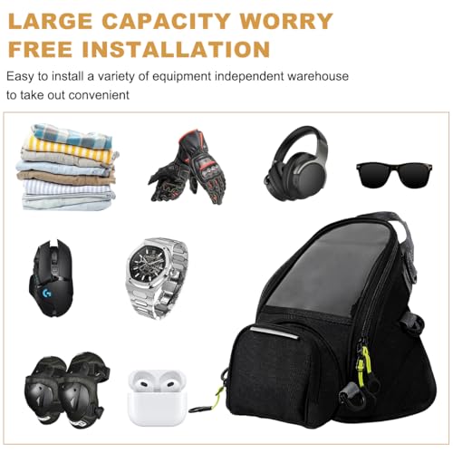 Motorcycle Tank Bag with Waterproof Touch Screen Phone Pouch, Oxford Cloth, Fits Most Motorcycles