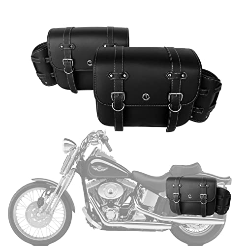 Motorcycle Saddlebags with Cup Holder and Lock Side Saddle Bags Universal for Harley Cruiser Bobber Suzuki Yamaha Kawasaki