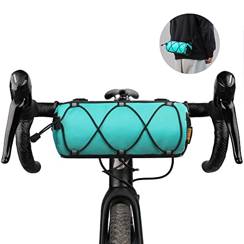 Rhinowalk Bike Handlebar Bag, Bicycle Front Bag Shoulder Bag Storage Bag with Shoulder Strap for Road Mountain Bike Cycling Travel - color: Blue