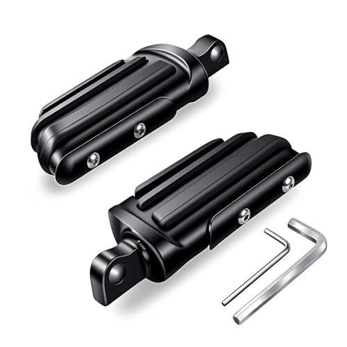 Motorcycle Mini Floorboards Foot Pegs Black - Compatible with Harley Touring Road King Street Glide Softail Dyna Sportster XL883 XL1200 - Wide Male Mount Footrests Pedals - color: Black#4