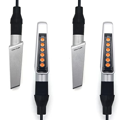 Flowing Motorcycle LED Turn Signals,12V Universal Mini Sequential Indicators, Waterproof Turn Signal Lights Compatible with Dirt Bike Yamaha Honda Cafe Racer Cruiser (Sequential, Sliver-4pcs) - color: Sliver-4pcs, size: Sequential