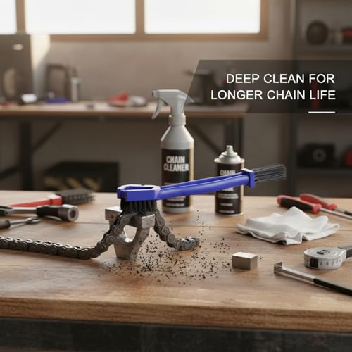 Blue Motorcycle Chain Maintenance Brush - Durable PP Plastic Tool for Rollers & Side Plates