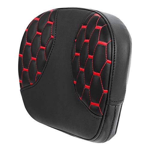 C.C. RIDER Sissy Bar Backrest Pad Fit For Harley Touring Road King Road Glide 1997-2022 CVO Street Glide Ultra Classic - color: Red Stitching, size: Style C