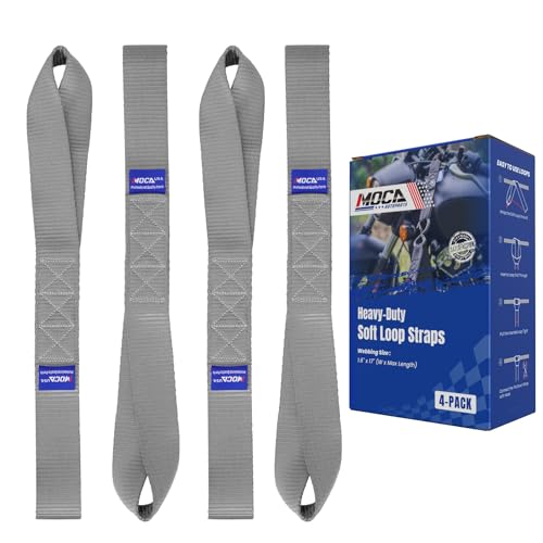 MOCA 4-Pack Soft Loop Tie Down Straps 12000 Lbs Breaking Strength 1.6 x 17 inches, Heavy Duty Tie Down Loops for Secure Trailering of Kayak, Motorcycles, ATV, UTV (4 Pieces, Gray) - color: Gray, size: 4-PACK