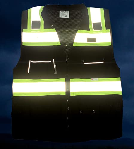 Men's Black Series Safety Vest with Zipper and Utility Pockets (Medium, Black) - color: Black, size: Medium