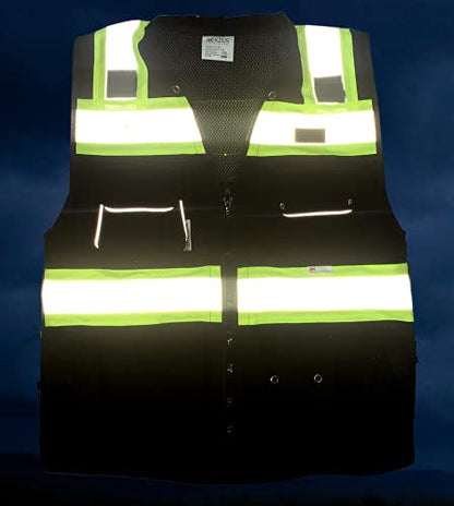 Men's Black Series Safety Vest with Zipper and Utility Pockets (Medium, Black) - color: Black, size: Medium