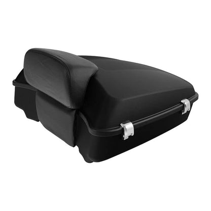 TCMT Chopped Motorcycle Trunk Box Backrest Pad Detachable Mounting Rack Fit For Harley Touring 1997-2008 Road King Road Street Electra Glide Pack - color: Set E1 Matte Trunk#Black Rack