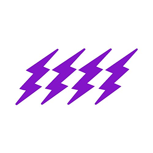 StickerDad Lightning Bolts Pack of 4 for Helmet, Windows, Walls, Bumpers, Laptop, Lockers (Purple, 3 Inches) - color: Purple