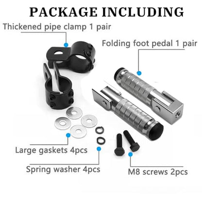 XINGWU M8 Motorcycle Foot Pegs 90 Degree Foldable Footpegs CNC Anti-Skid Footrest Universal for Yamaha Honda Suzuki Aprilia Electric Car Motorbike Mini Bike Dirt Pit Bike Passenger Pedal (Silver) - color: Silver