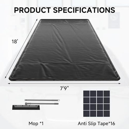 SUNYRISY 7'9" x 18' Containment Garage Floor Mat Under Car, Heavy Duty Waterproof Garage Carpet Floor Protection Non-Slip Parking Mat with Squeegee for Cars SUVs Trucks - size: 7'9" x 18'