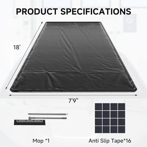 SUNYRISY 7'9" x 18' Containment Garage Floor Mat Under Car, Heavy Duty Waterproof Garage Carpet Floor Protection Non-Slip Parking Mat with Squeegee for Cars SUVs Trucks - size: 7'9" x 18'