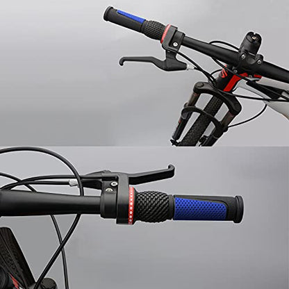 TOPCABIN Bike Handlebar Grips,Short Mini Bicycle Handlebar Grips Two-Color Rubber Bike Grips Fit Many Standard Bikes 2PCS 90MM Length - color: Black + Navy Blue - 90mm