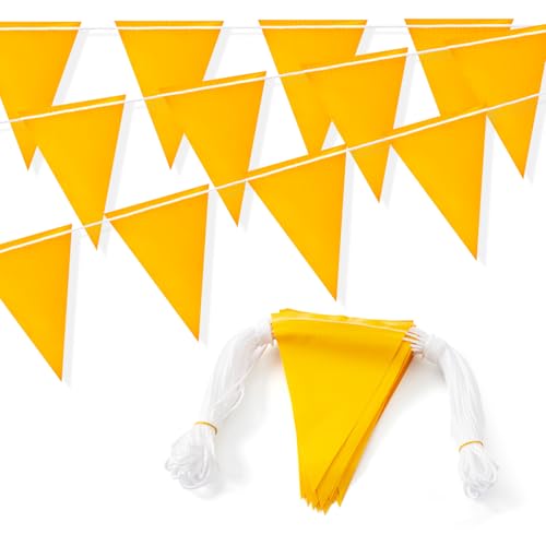 315FT Safety Warning Pennant Banner Flags – Multipurpose High Visibility Colored Triangle Flags for outside fence,Party, Roadwork, and Hazard Areas(YELLOW,135pcs,315FT) - color: Yellow, size: 135pcs,315FT