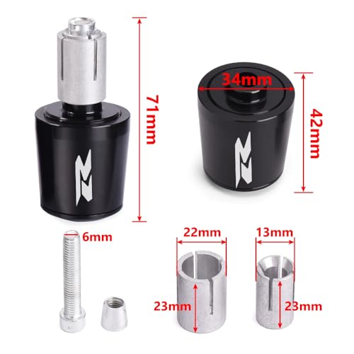 Motorcycle Handlebar End Plugs - Bar Ends Grips with Counterweight, Anti-Vibration Stabilizer, Crash Protector Slider Compatible with GSXR 125/150/250/600/750/1000 & GSR 750/600/400 - color: Titanium