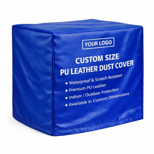 Custom Size PU Leather Dust Cover for Equipment - Waterproof Protective Cover with Soft Inner Lining, Scratch Resistant, Personalized Logo & Text for Machines, Electronics&Furniture (Blue PU Leather) - color: Blue PU Leather
