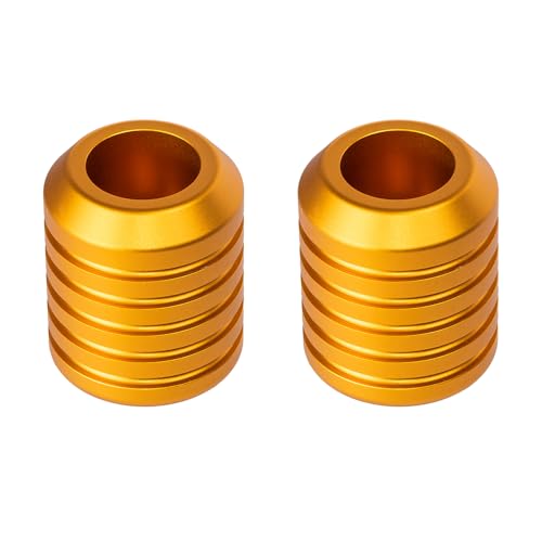 Advanblack CNC Aluminum Motorcycle Frame Sliders – Crash Bar Slider for Harley 1-1/4” Flat Out & Highway Crash Bars/Saddlebag Guards – Red, Gold, Black, Silver – Bolt-On Pair with Screws (Gold CNC) - color: Gold CNC