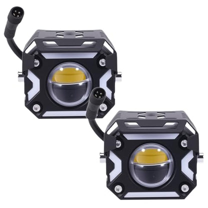 maXpeedingrods Motorcycle Auxiliary Lights with High Low Beam, 10000LM White Amber Driving Fog Lights w/DRL Turn Signal, Waterproof LED Spotlights for Motorcycle, ATV, UTV, Pickup, SUV, Truck, Pair - size: 2.5in