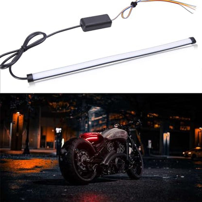 Rich Choices Universal 108 LEDs Strip Motorcycle Tail Lights with Turn Signals Flexible Brake Stop License Plate Lights Integrated for Motorcycle Street Bike ATV - color: White