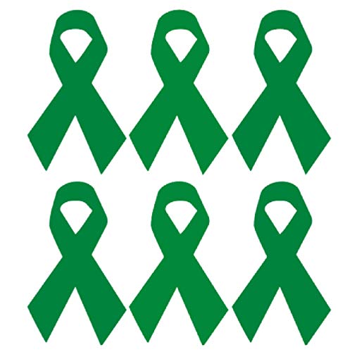 CUSHYSTORE Liver Gallbladder Bile Duct Organ Donation Cerebral Palsy Ribbon Cancer Awareness Support Reflective Decal Sticker for Helmet Car Laptop 3x5 cm (Green), 6 Pack - color: Green
