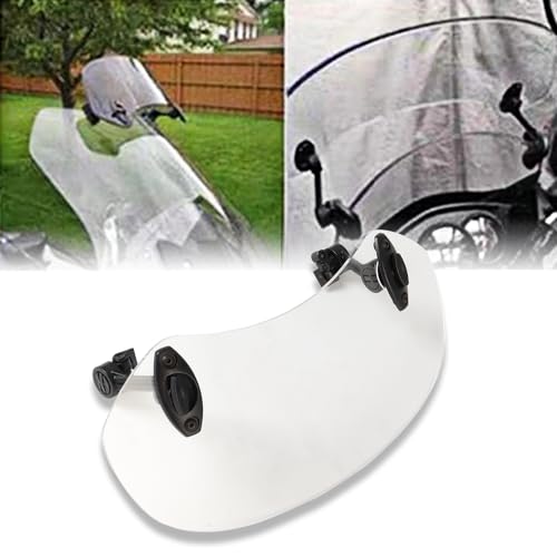 28.5cm Motorcycle Wind Deflector Clear Lens Adjustable Clip Windshield Extension Universal Fit for Most Motorcycle Scooter, White - size: Small-white
