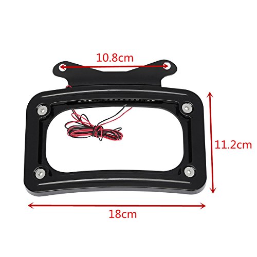 TCT-MOTORPARTS Curved License Plate Frame W/LED Light Fit for Harley Touring Street Glide 2010-2025, FLHX, FLHXS, FLHXST, FLTRX, FLTRXS, and FLTRXST - color: Black