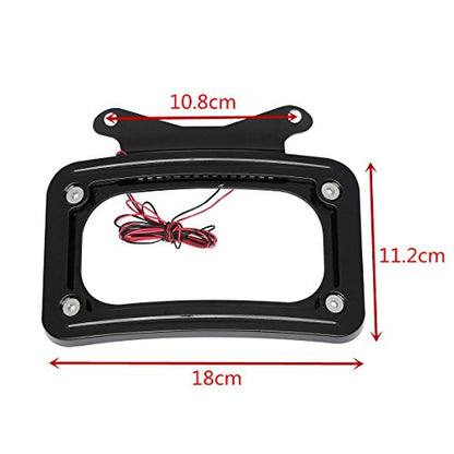 TCT-MOTORPARTS Curved License Plate Frame W/LED Light Fit for Harley Touring Street Glide 2010-2025, FLHX, FLHXS, FLHXST, FLTRX, FLTRXS, and FLTRXST - color: Black