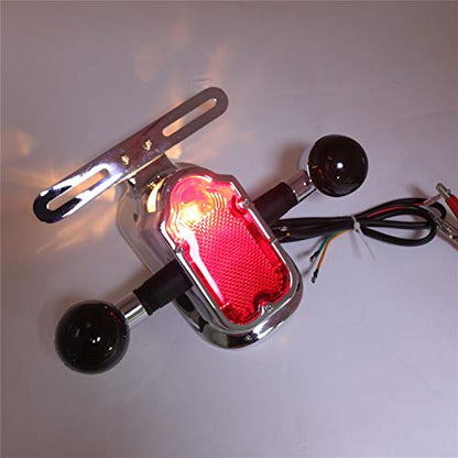 HTTMT- Motorcycle Chrome Smoke Metal Tombstone Brake Tail W/Light Signal Compatiable With Big Twin Motorcycle Bike [P/N: XH3118B-A-01-CD+SK] - color: Smoke